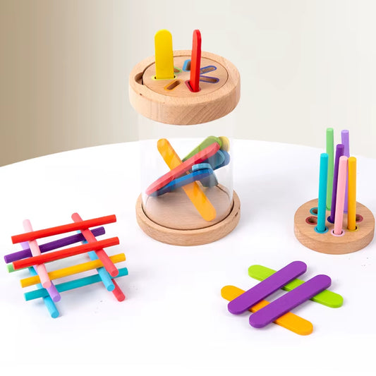 Montessori Toys Wooden Color Sorting Toys Fine Motor Skills Sensory Matching Games Educational Kid Toys for 1-3 Year Old 3+ Gift